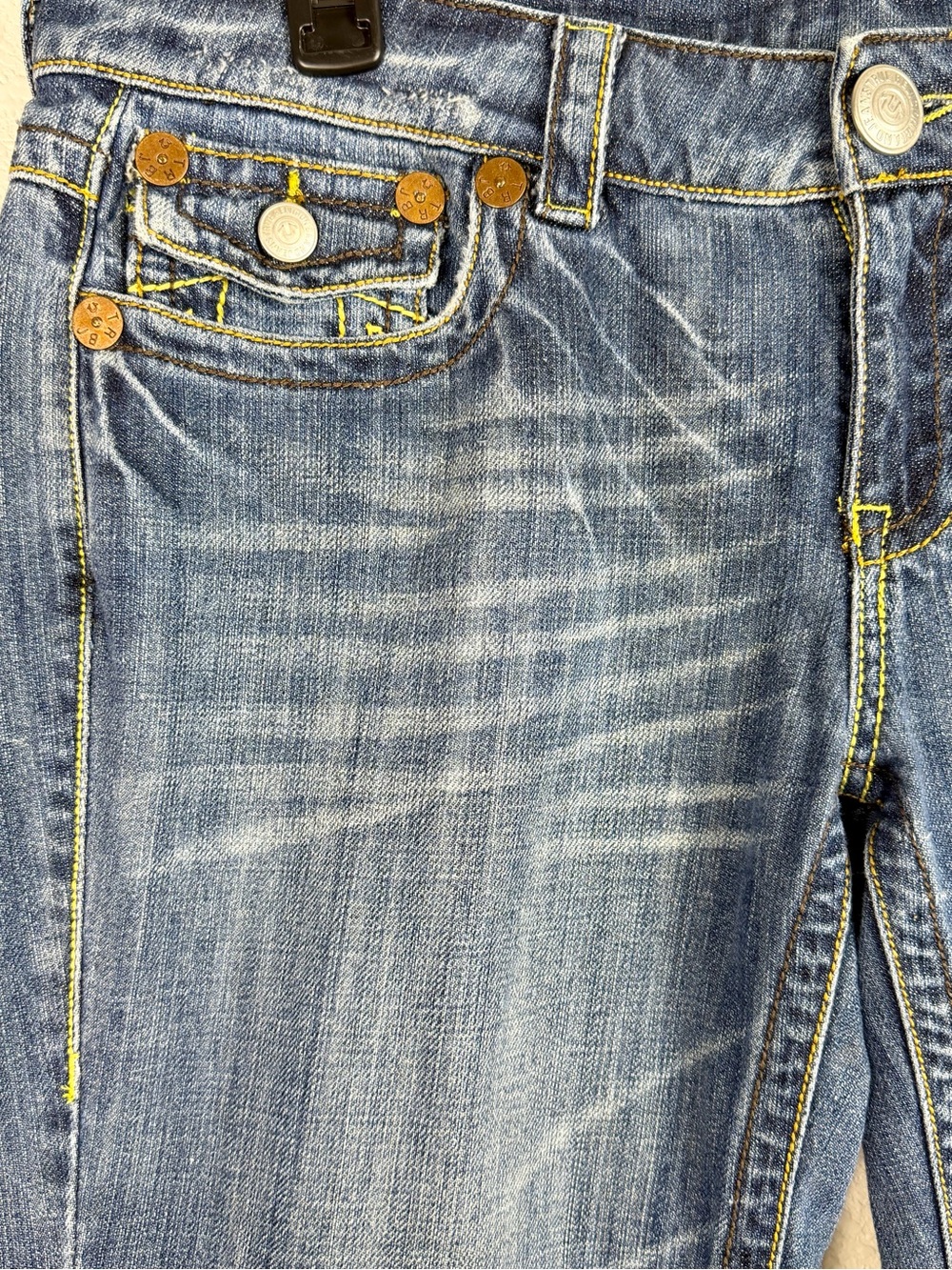 True Religion Joey Big T Bell Bottom Jeans Women’s Size 20 Y2K Retro Flare USA - Picture 5 of 14